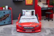Дитяче ліжко машина Star Premium Mersedes GT red 160x80 см з підсвічуванням, музикою, шкіряний салон, пультом